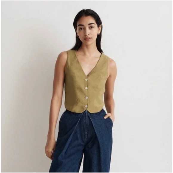 Madewell Olive Green Button-Down Top - Picture 1 of 3